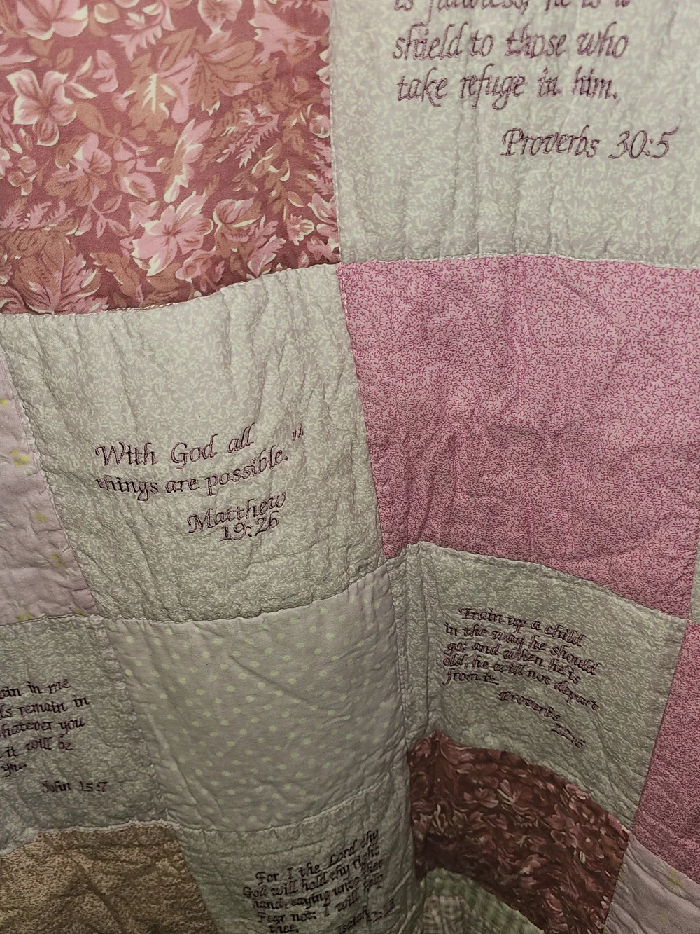Handmade Pink Patchwork Baby Quilt